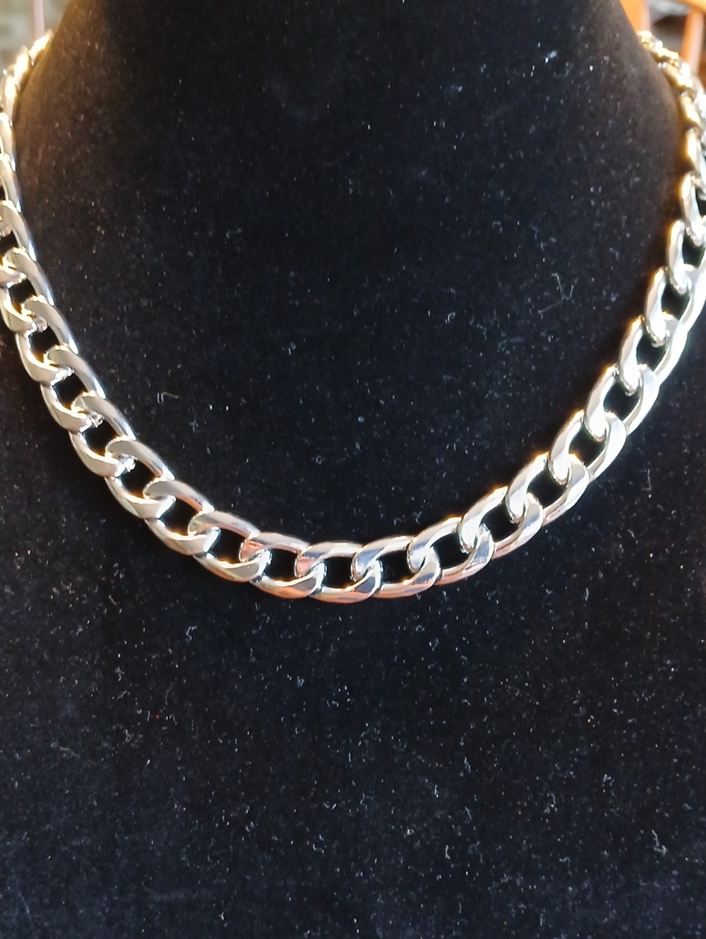 Men's Polished Silver Cuban Link Necklace